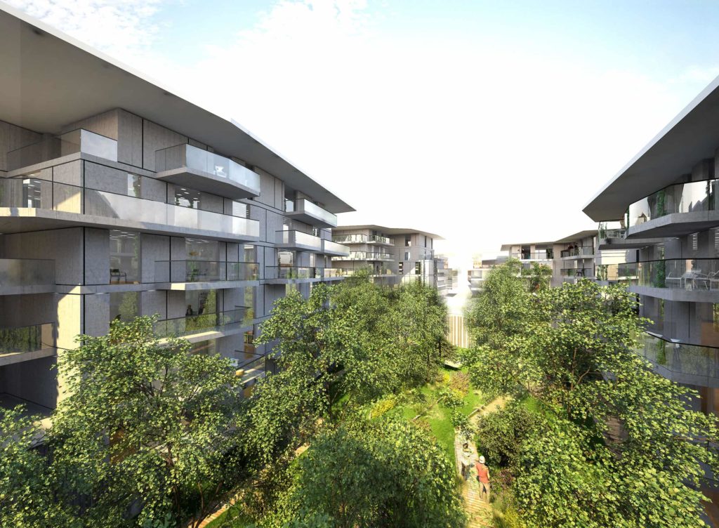 Groupe Cardinal -THE ISLAND - @Jakob+MacFarlane et Portal Teissier Architecture Vue jardin Groupe Cardinal -THE ISLAND - @Jakob+MacFarlane et Portal Teissier Architecture Vue jardin