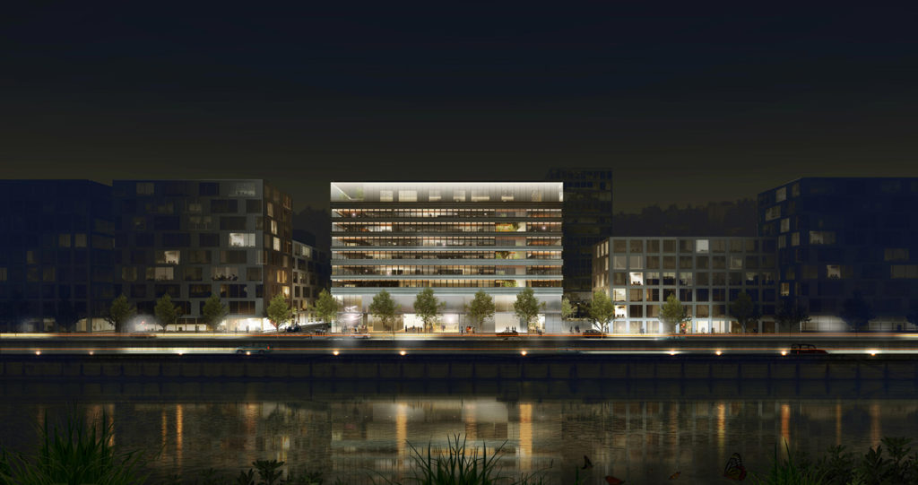 Groupe Cardinal - Lumen la Cité de la Lumière- Perspective Luxigon - Archi a+ samuel delmas Groupe Cardinal : Lumen, la Cité de la Lumière à Lyon Confluence