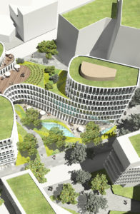 Groupe Cardinal - tertiaire - ensemble immobilier Opteven - Jardins - vue aérienne Groupe Cardinal - tertiaire - ensemble immobilier Opteven -