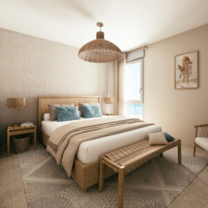 Vida Lydia Barcares - chambre sable - Cardinal Promotion Immobilier - photo @Bolenor